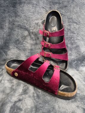 BirkenstockFlorida Fresh Maroon Velvet 39 Regular 6-6.5 Usa Pre-owned